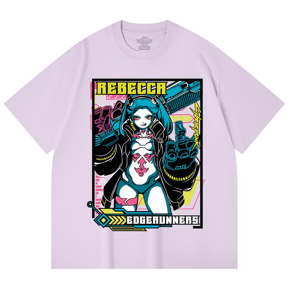230 Gsm 100% Cotton Cyberpunk V9 Rebecca Print Unisex Heavy Cotton T Shirt