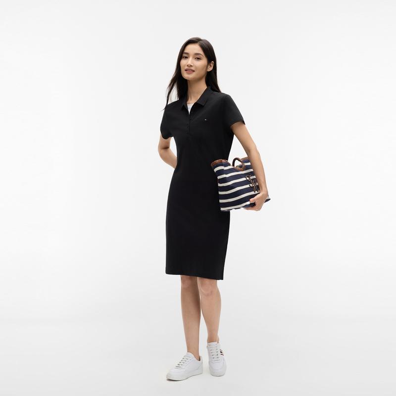 Tommy Hilfiger American Classic Slim Fit Solid Color Pique Knit Polo Dress Women Dresses 76J3205BDS