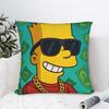 Bart SSimpsons Hip Hop Gold Chain Sunglasses Pillow Cover Novelty Pillow Case For Sofa Couch Bed Living Room Square Pillowcases