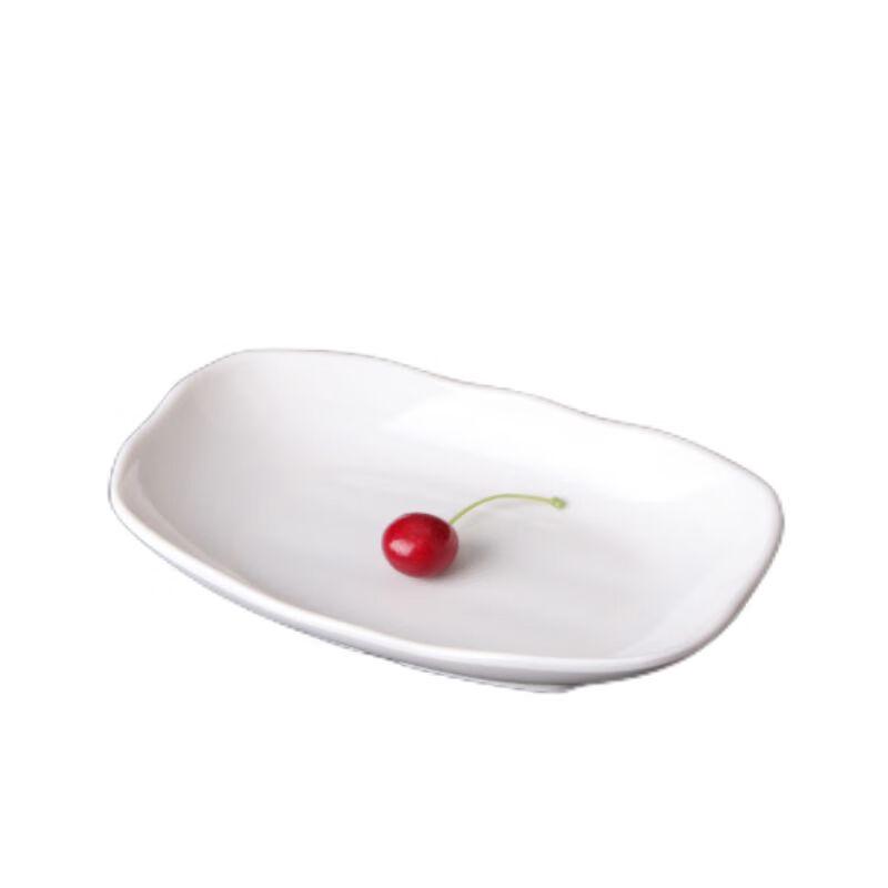 Qianxing A8 White Melamine 8-inch Shaped Dinner Plates (10-Pack)