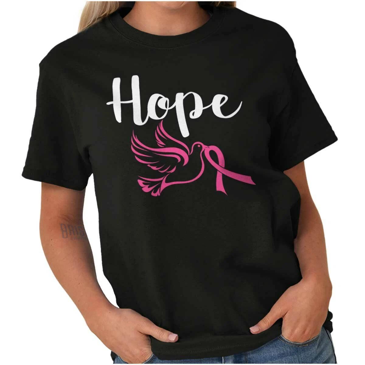 Hope Pink Ribbon Breast Cancer Awareness BCA Womens Graphic Crewneck T Shirt Tee XL