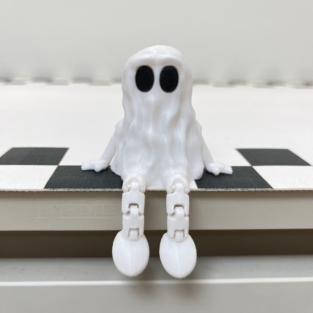Halloween Ghost Figurine 3D Printed Sitting Ghost Desktop Halloween Decorations Creative Party Gift Ornaments