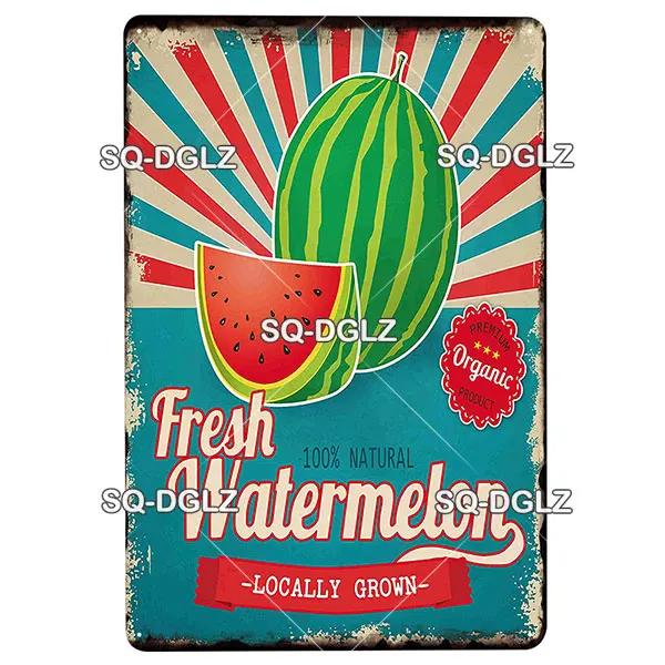

Fruits Metal Sign Bar Wall Decoration Tin Sign Vintage Metal Sign Vegetables Painting Plaques Art Fruit Poster 20x30cm（7.8x11.8inch）