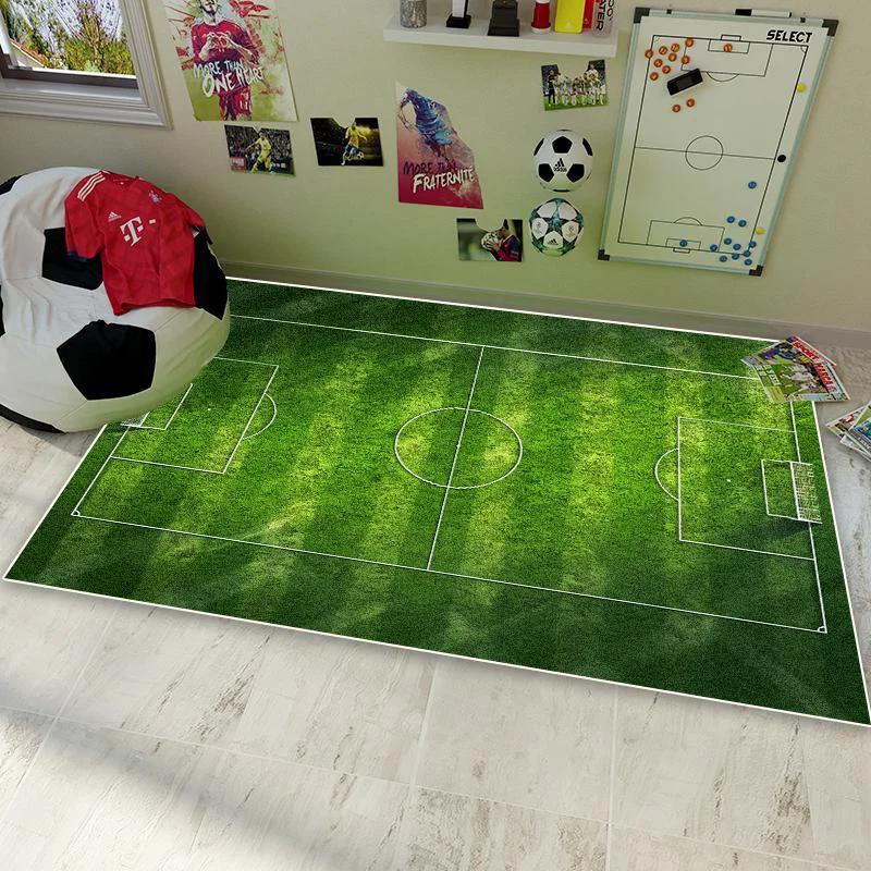 Soccer Football Field Carpet for Living Room Bedroom Home Green Floor Mat Non-slip Decoration for Sofa Children Soft Rug Gifts