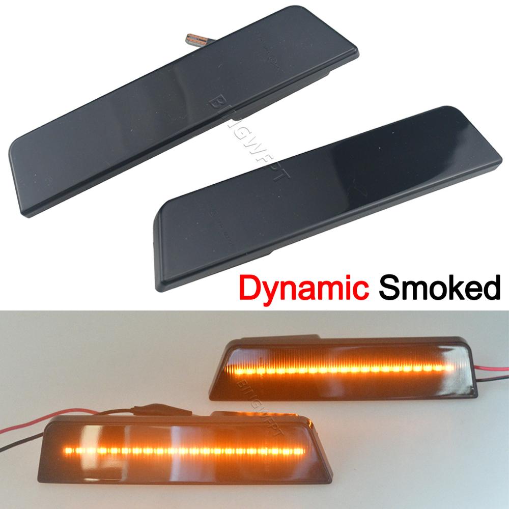 2PCS Turn Signal Side Marker Light For Dodge Challenger 2008-2014 For Dodge Charger 2011-2014 Sequential Flashing Dynamic LED Dynamic Smoked Type