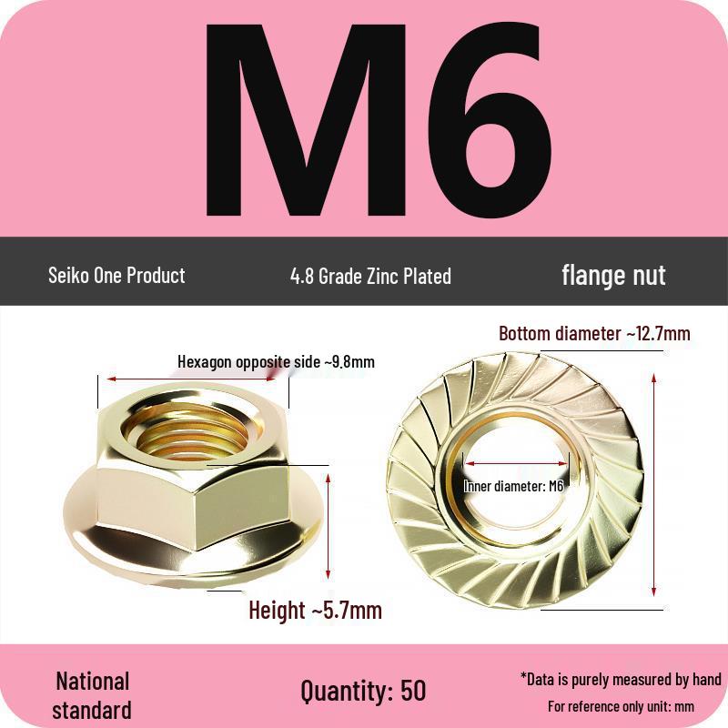 Electroplated Galvanized Hex Flange Nut with Anti-Slip Tooth Washer Cap, M3-M16