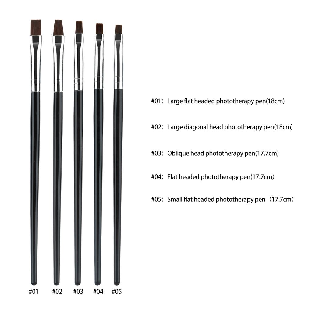 5Pcs Nails Art Brush Pattern Phototherapy Acrylic UV Gel Extension Builder Coating Painting Pen DIY Manicure Accessories Tool