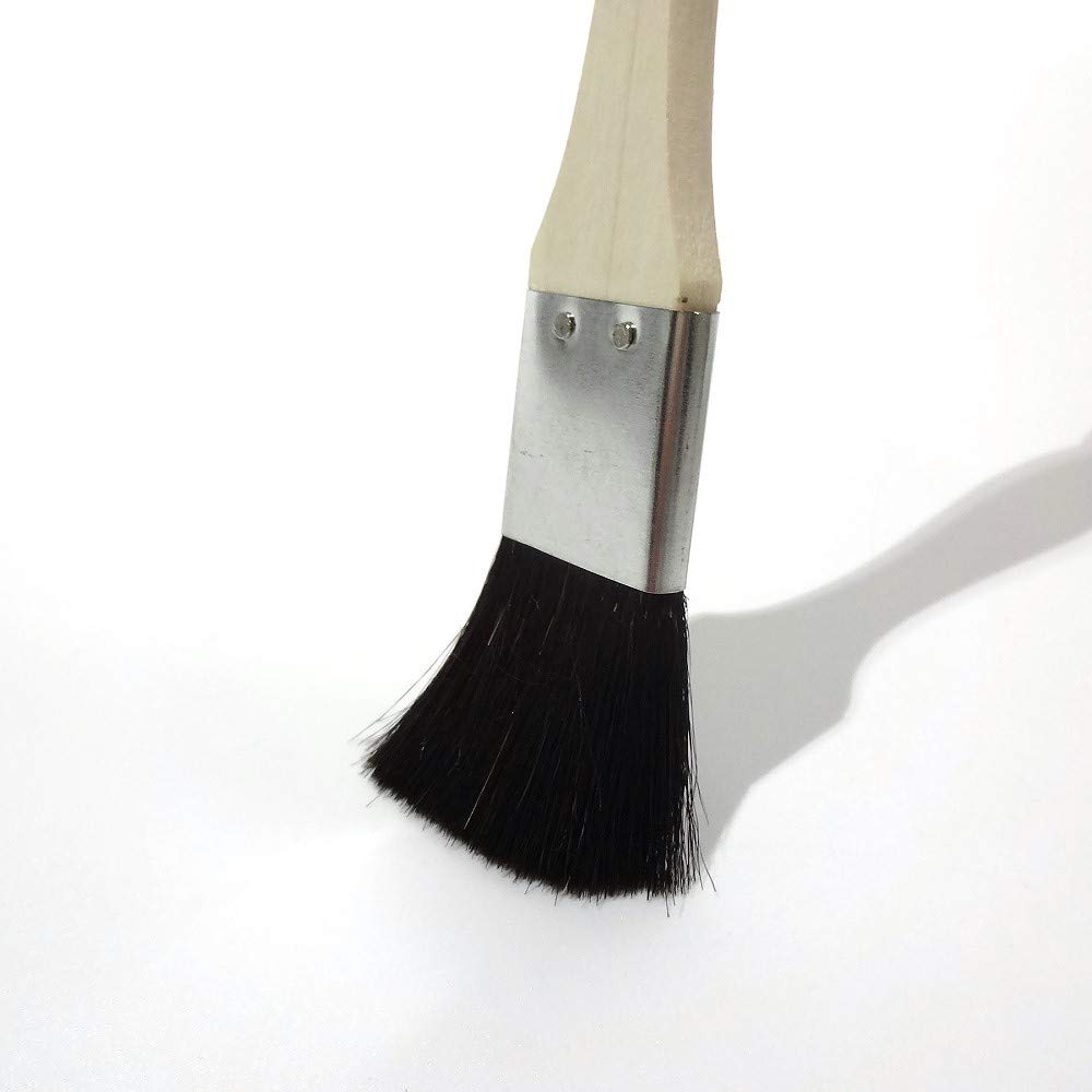 Hakeichi Rack Black Goat Hair Thin Set of 10 Gold-Wrapped Brush, (Dye), Flat, 25mm,