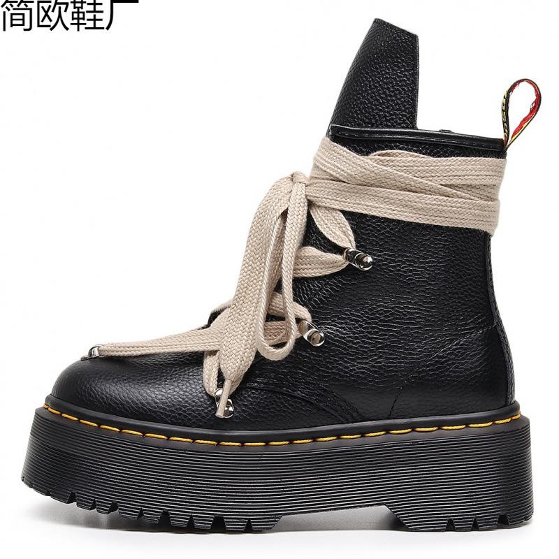 Martin boots lychee pattern high top cross strap locomotive boots women s personality short boots side zipper leather boots order 13100₽