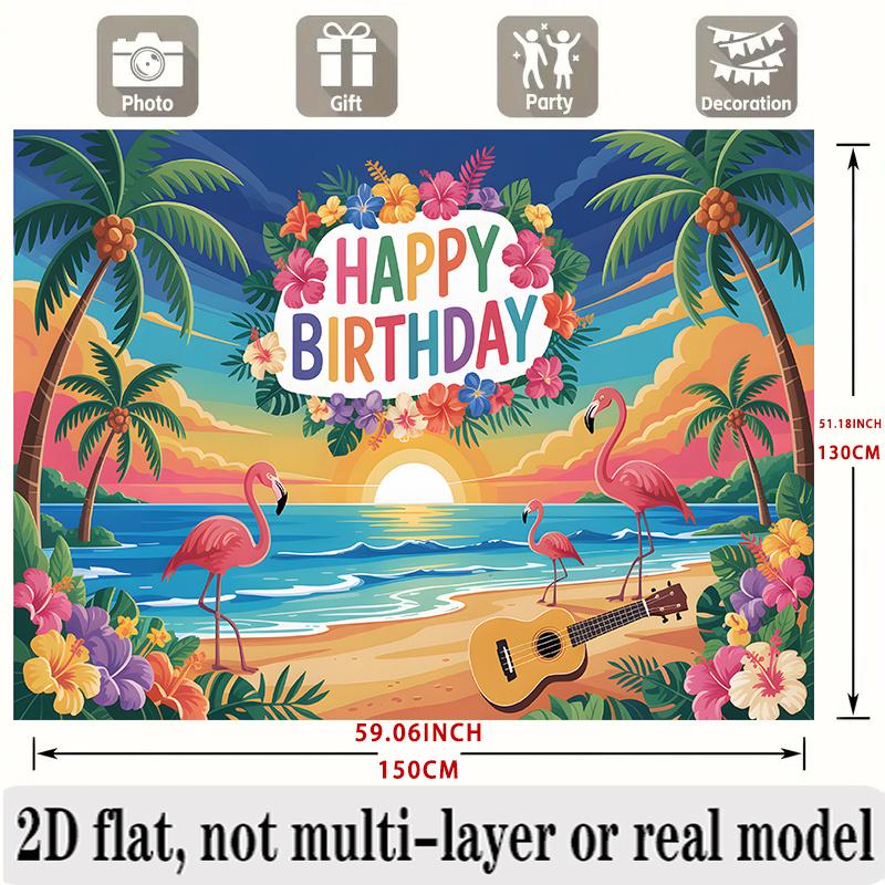 Tropical Palm Tree Banner, Foliage Photo Backdrop Wall Decor for Party