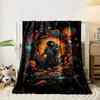 Vibrant space scene with an astronaut surrounded by swirling cosmic forms. for all seasons blanket lunch break throw gift