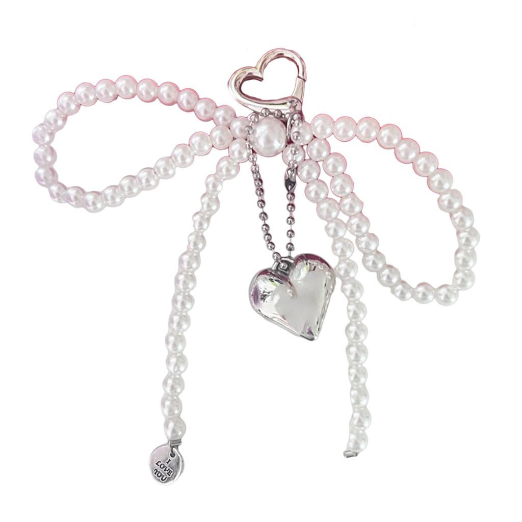 Versatile Fashion Key Chain Accessory Trendy Heart Bowknot Pendant Keychain Simple Keyrings Accessory for Bag Purse