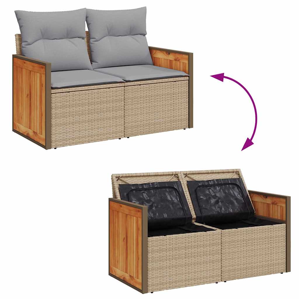 Garden Sofa Set with Cushions 13 pcs Beige and Light Grey Poly Rattan