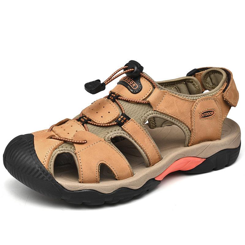 Large size Amazon summer leather sandals first layer cowhide outdoor creek shoes casual men's beach shoes
