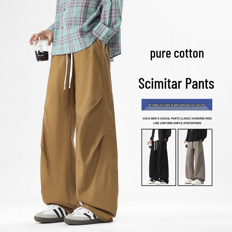 

VUUG Men s Retro Pleated Cotton Loose Fit Workwear Pants 2XL