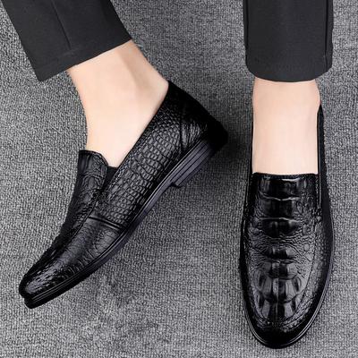 Herren Freizeit Echtes Leder Schuhe Komfort Zum Hineinschlüpfen Formell Business Loafer Herren Krokodil Muster Schwarz Männlich Fahrerschuhe