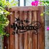 Cross-Border Ferrous Metal Welcome Sign - Creative Wrought Iron Wall Decor for Garden or Home