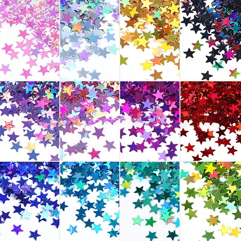 Colour Holographic Laser Nail Glitter Mix Star Shape For Nail Art Nail Charm 3Mm Star Bling Decoration Accessories