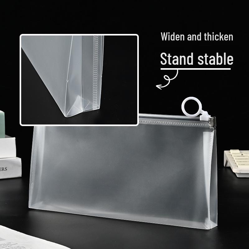 A4 Transparent Waterproof PP File Bag with Zipper for Stationery and Exam Paper Storage