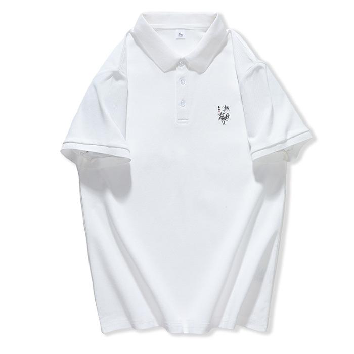 Nová polokošile pro muže s klopou, krátký rukáv, volná, na knoflíky, jednobarevný top na léto