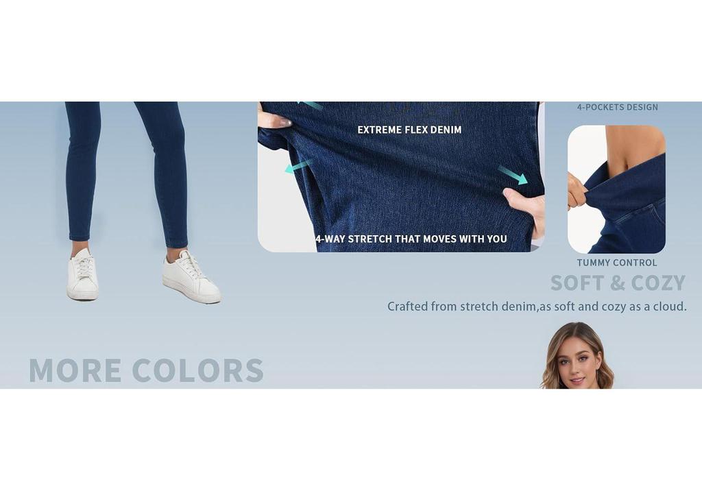 European & American Style High-Waisted Pocket Denim Yoga Pants