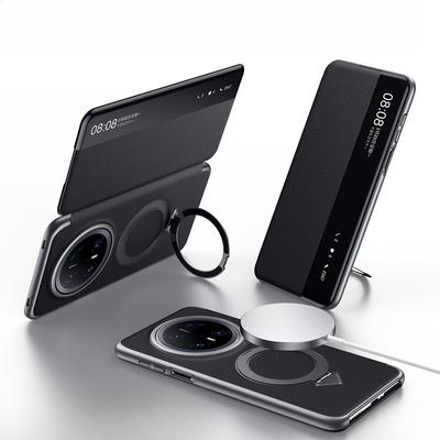 Applicable To Huawei Mate70pro Mobile Phone Case Flip Smart Window 70por Anti-fall Bracket Magnetic Men's Leather Case