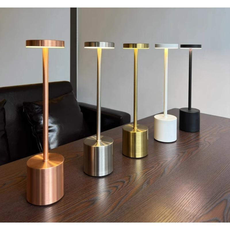 Simple LED Rechargeable Touch Metal Table Lamp Three Colors Bedside Cordless Desk Lamp Bar Outdoor Decoration Led Night Light