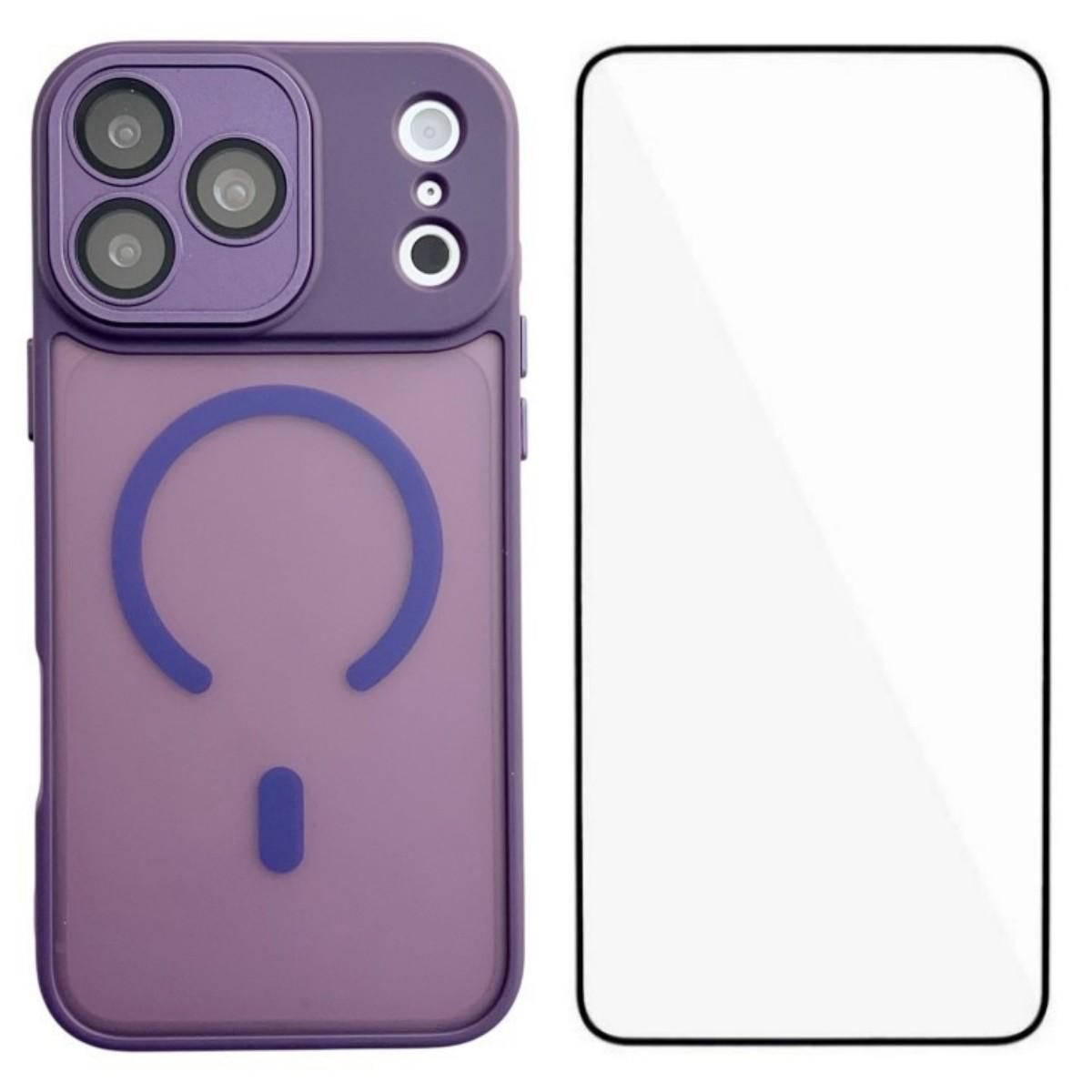 

For iPhone 17 Pro Magnetic Case WANLONFENG QB Series PC TPU Phone Cover with Screen Film