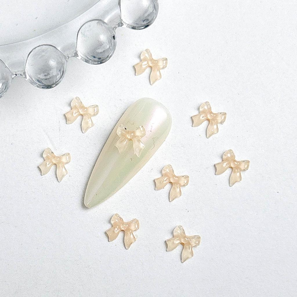 Mini Small Bow Nail Art Accessories Internet Celebrity Ice Transparent Resin 3D Bowknot Beautiful Girl Nail Decoration