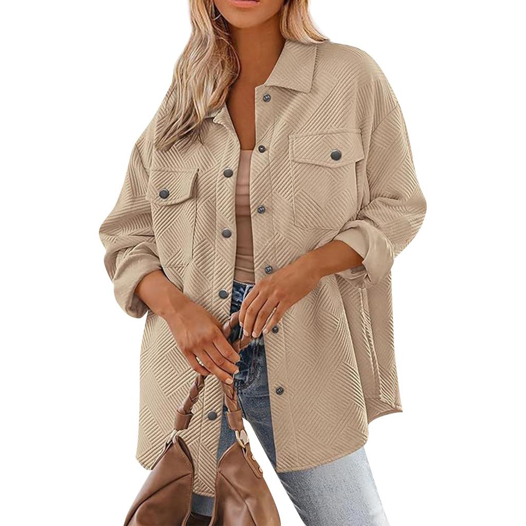 Women's Fashion Casual Solid Color Lapel With Loose Single Multi Button Long Sleeved Jacket
