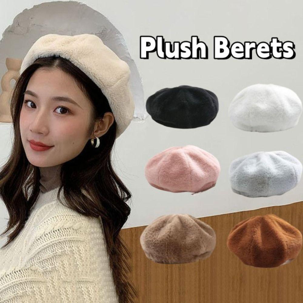 Solid Color Women Berets Keep Warm British Beanie Hat Fashion Octagonal Hat  Autumn