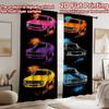 2D Flat Printing 2pcs Curtain Party Window Curtains Colorful Classic Cars Digital Printed Polyester Drapes Festive Curtains