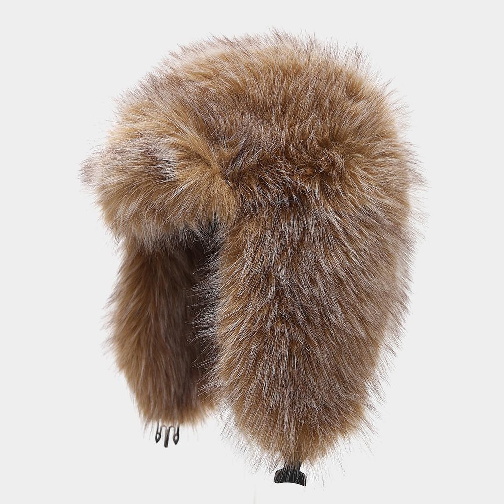 Koreanischer Stil Fuchsfellimitat Trappermütze Damen Winter Dicke Plüsch Ohrenklappenmütze Outdoor Kälteschutz Schneehaube