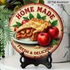 2D Flat 1pc, 8x8 in, Vintage-Style Aluminum Metal Sign - "Home Made" Apple Pie & Apples Decorative Wall Art, Garden Decor for Home, Bar, and More