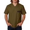 Men's Short Sleeve V-Neck Pocket T-Shirt with Labor Day Print, Uniform Top