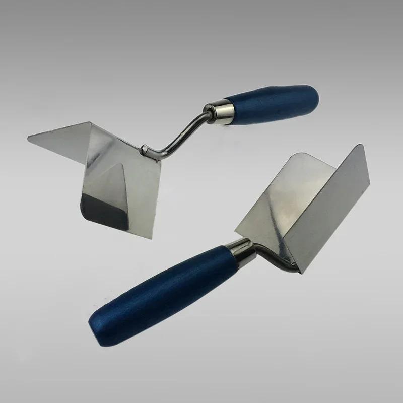 2Pc Drywall Corner Tool Outside / Inside Corner Knife 8x6cm Stainless Steel Corner Trowel for Drywall Gyprock Plasterboard