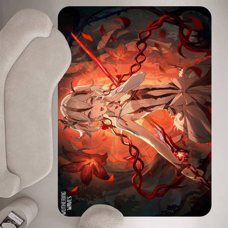 Game Wuthering Waves Bathroom Mat Anti-slip Absorb Water Long Strip Cushion Bedroon Mat Welcome Doormat