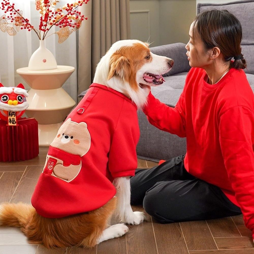Cute Cartoon New Year Dog Clothes Lion Dance Warm Cat Puppy Pullover Thickened Bear Pattern Winter Warm Coats Chinese New Year