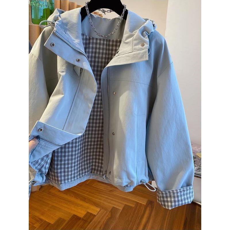 Plus Size Women S Hooded Windbreaker Jacket Workwear Style
