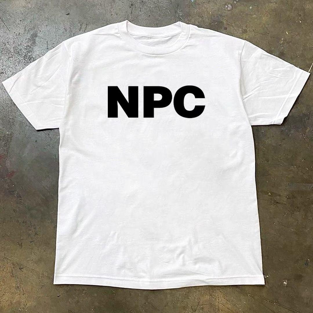 

Shortsleeved Americanstyle Ins Casual Mens and Womens Crewneck Lettered NPC Printed Loose Cotton Top 4XL