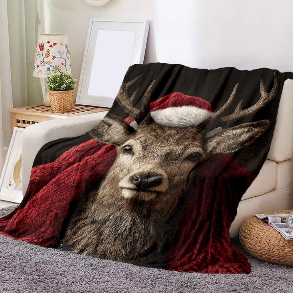 1Pc Cartoon Print Flannel Blanket, High Quality Comfortable for All Seasons, Home Decor, Warmth and Comfort, Perfect for Christmas Birthday Gift