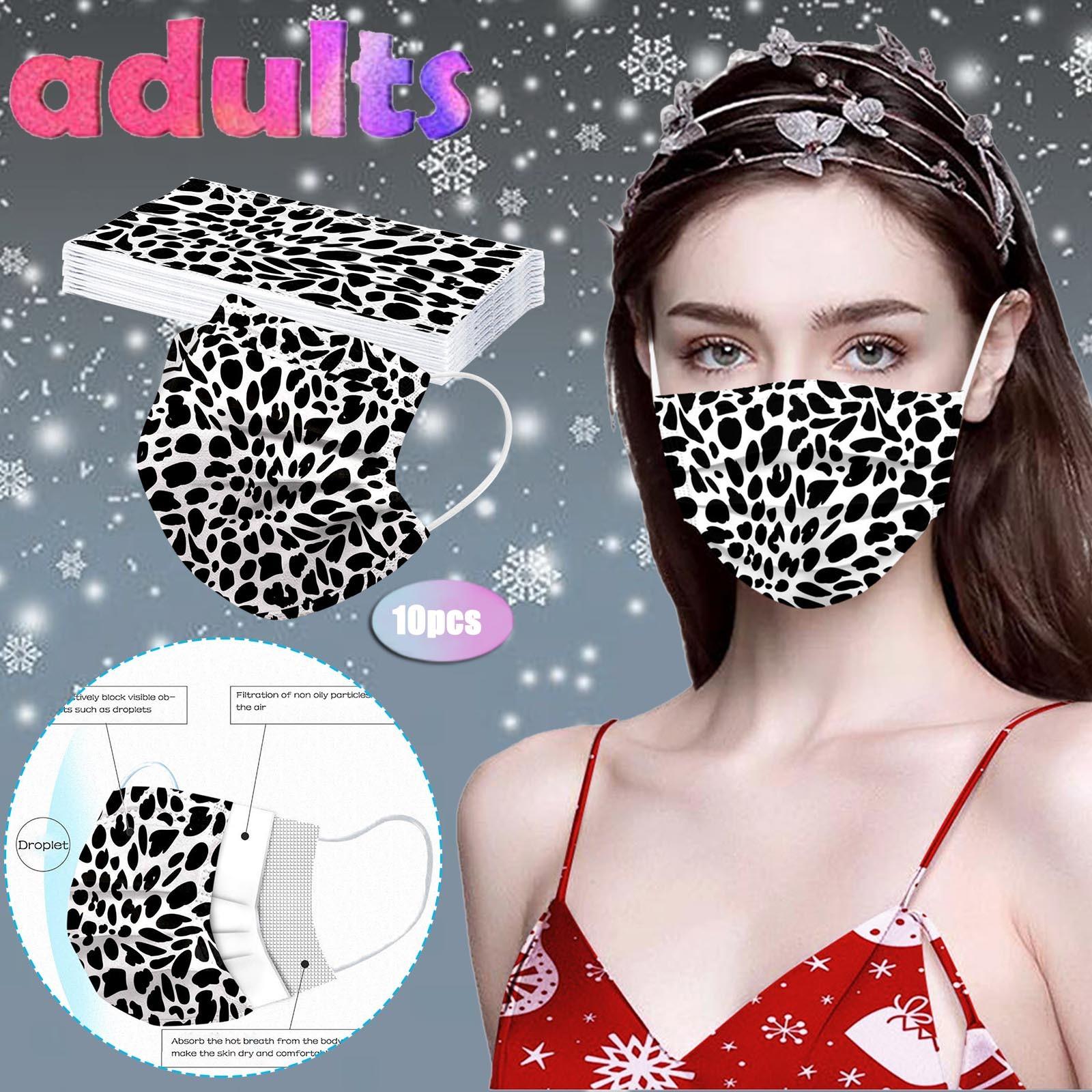 

Маска для взрослых с леопардовым принтом одноразовая промышленная 3-слойная 10 шт/50 шт чёрный