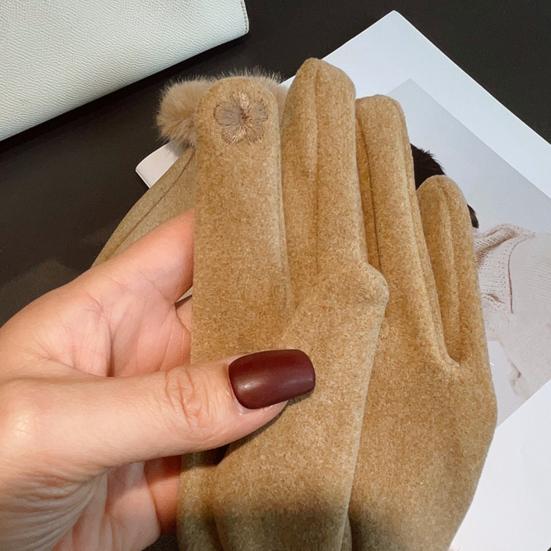 1 Pair Women Winter Touch Screen Gloves Fleece Lined Warm Gloves Thermal Faux Suede Gloves with Faux Fur Cuff for Girls Ladies