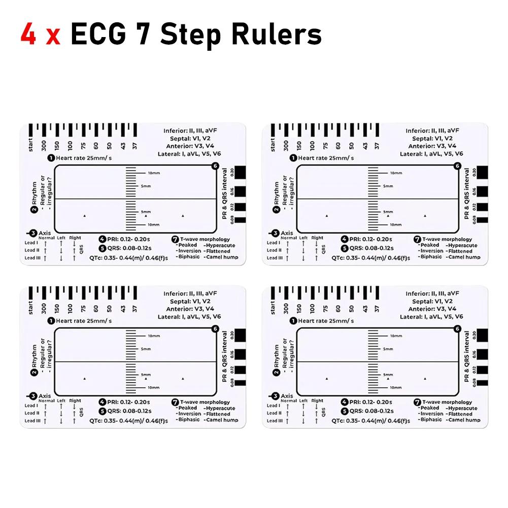 Transparent Ecg 7Step Ruler Portable Help Explain Ecg Pocket Caliper Ecg/Ekg Plastic Ruler Ekg Interpretation Ruler Measure Tool