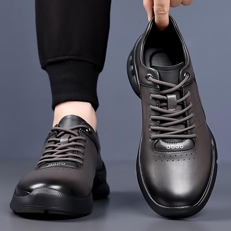 Fashion 2025 Casual Men's Shoes Comfortable Breathable Walking Shoes Soft Soles Soft Surfaces Official Solid Color Men's Shoes Black