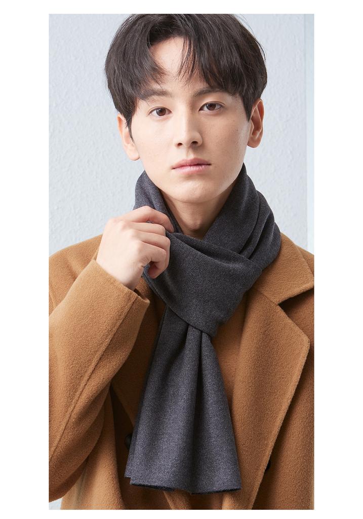 Red Bean Scarf Men's Autumn and Winter Warm and Cold Resistant Scarf, Unisex Solid Color Scarf, Fashionable and Versatile