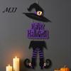 Indoor Outdoor Halloween Sign Happy Welcome Witch Legs Hat Hanging Wooden Wall Decor Durable Art Rustic Front Door Hanger for Porch Vivid Color