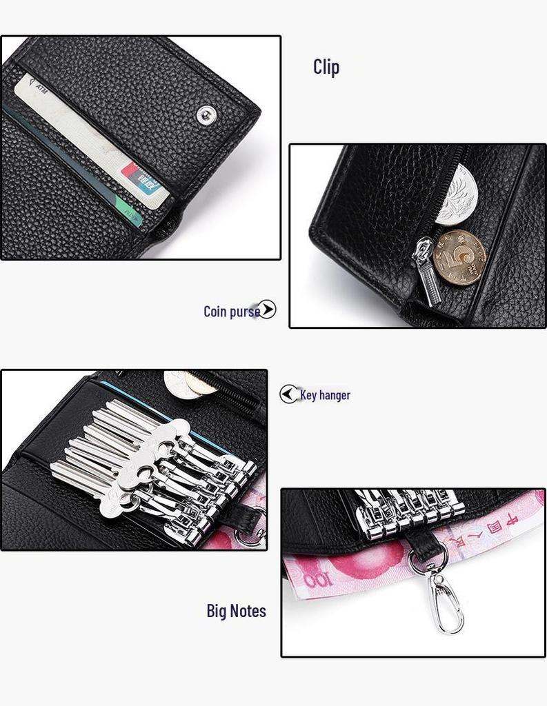 Premium Cowhide Leather Multi-functional Key Holder and Coin Wallet