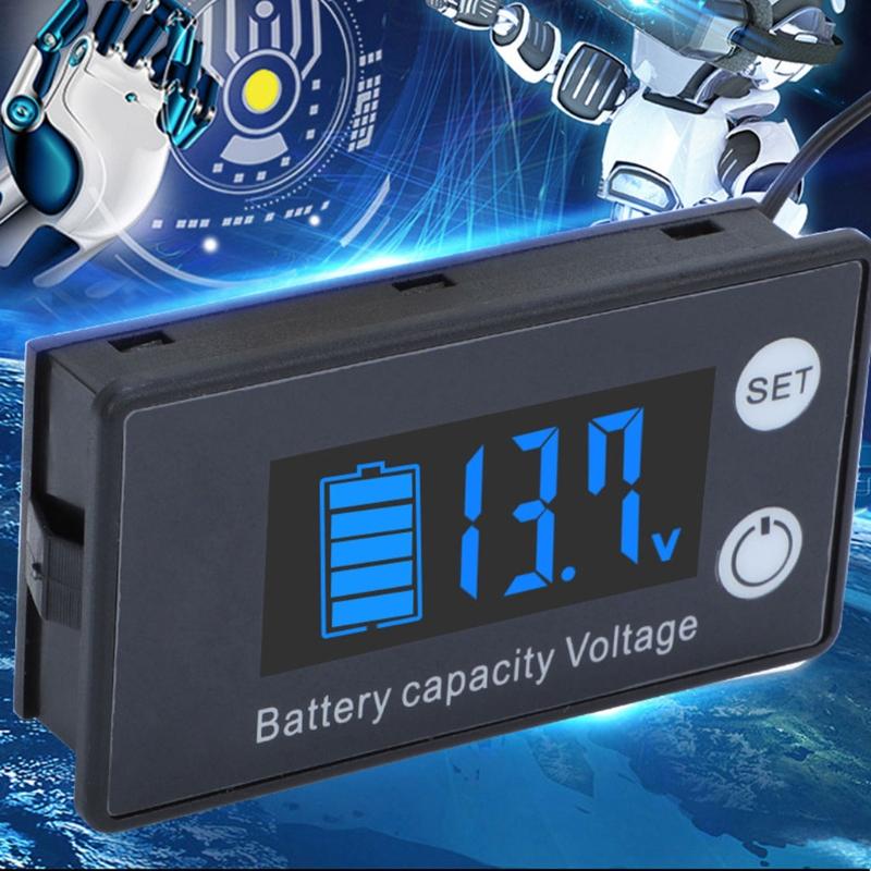 Battery Capacity Indicator Voltage Meter with LCD Display Backlight Waterproof Monitor Gauge Digital Voltmeter Meter