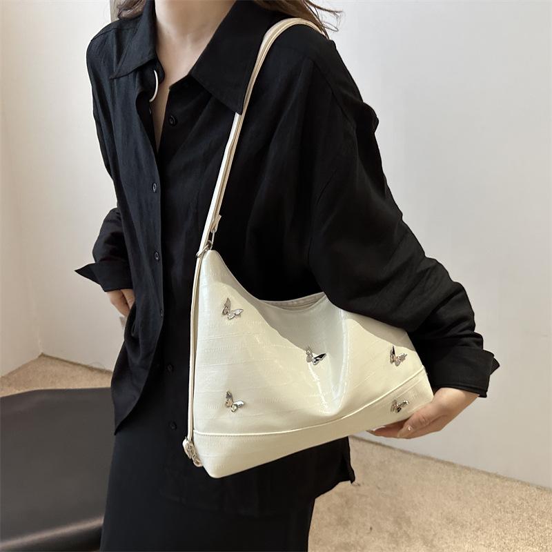 Retro Tote Bag Women's New Trendy Fashion Backpack Niche Textured Bow Rhinestone Shoulder Bag Trendy